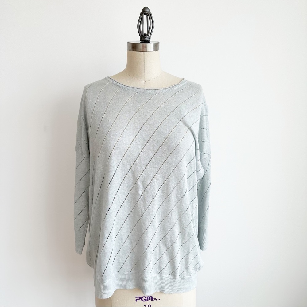 Wrap London Women's Lightweight Sweater Linen Grey Size 14 Open Back